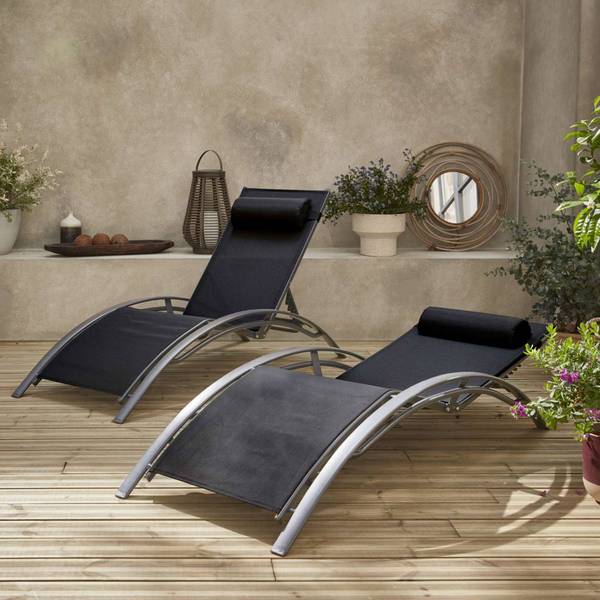 Liegestühle Louisa  2er Set Schwarz