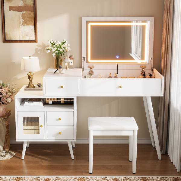Schminktisch mit Spiegel DianaGLOW Ⅰ Weiß