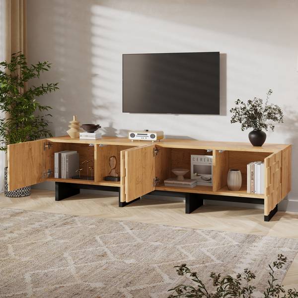 Wohnzimmermöbel Set Eurynom Ⅲ（2-tlg） Braun - Holzwerkstoff
