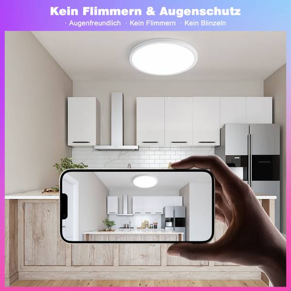 24W LED Deckenlampe CE1133 2er-Set Weiß - Kunststoff - 30 x 3 x 30 cm