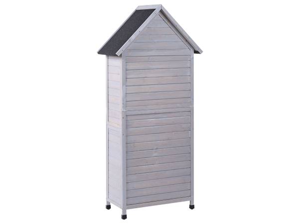 Gerätehaus mit Holzunterstand SENIGA Schwarz - Grau
