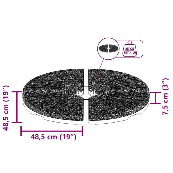 Socle de parasol 47857 (lot de 4) Noir - Matière plastique - 101 x 8 x 101 cm