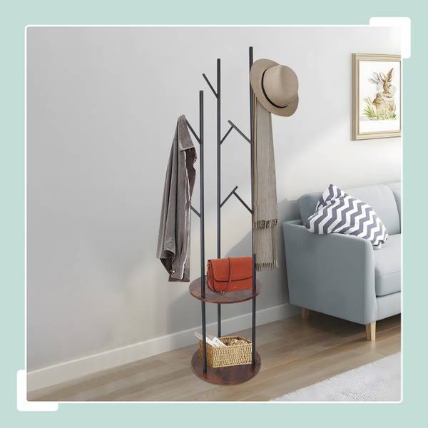 Garderobenständer 175 cm Schwarz - Braun - Eisen - 40 x 175 x 40 cm