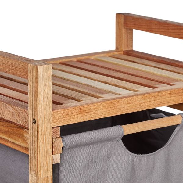 Rangement salle de bain 3 corbeilles Noir - Marron - Gris - Polyester - 44 x 96 x 34 cm