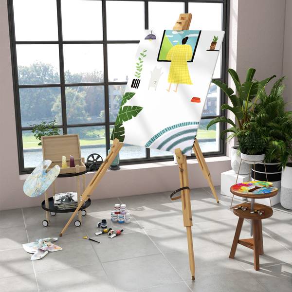 Staffelei 914-027V00ND Braun - Massivholz - 84 x 183 x 93 cm