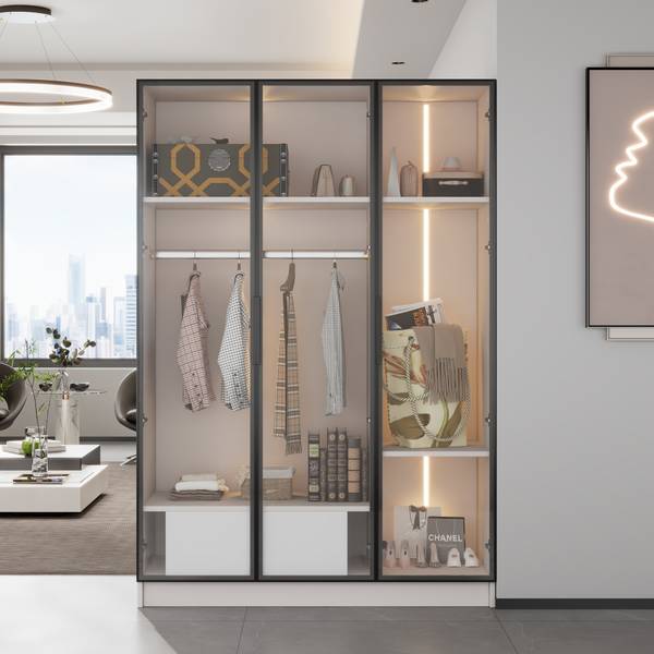 Kleiderschrank GlassGLOW Ⅲ Weiß - Holzwerkstoff - 50 x 160 x 110 cm