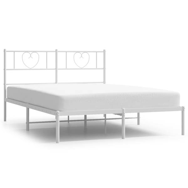 Bettgestell mit Kopfteil X881 Weiß - Metall - 146 x 90 x 196 cm