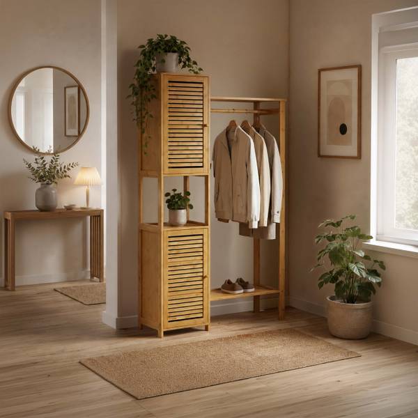 Kleiderständer aus Bambus Braun - Bambus - 99 x 164 x 29 cm