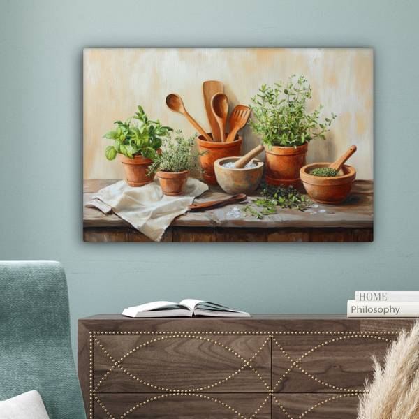 TABLEAU SUR TOILE Pots Coton - 60 x 40 x 2 cm