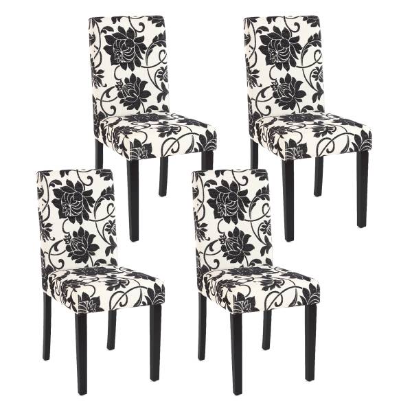 Chaise Littau jacquard lot de 4 Noir - Blanc - Textile - 43 x 90 x 56 cm
