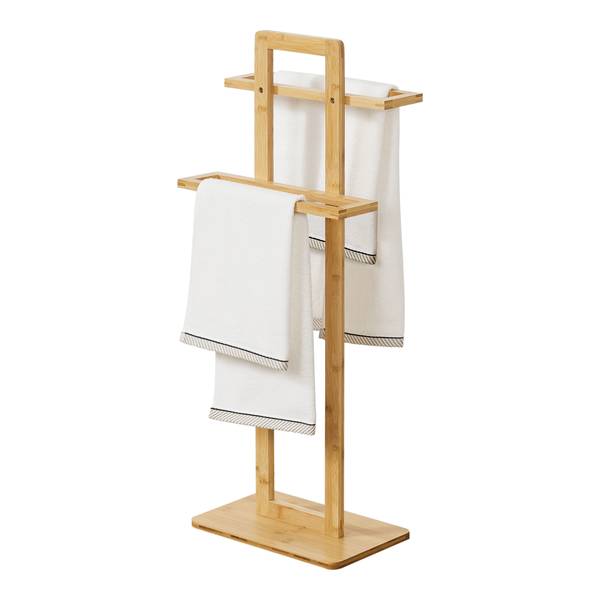Porte-serviette Træna sur pied bambou Beige - Bambou - 34 x 85 x 20 cm