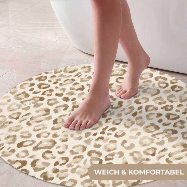 BADEMATTE Leopard Braun - Microfaser - 70 x 70 x 1 cm