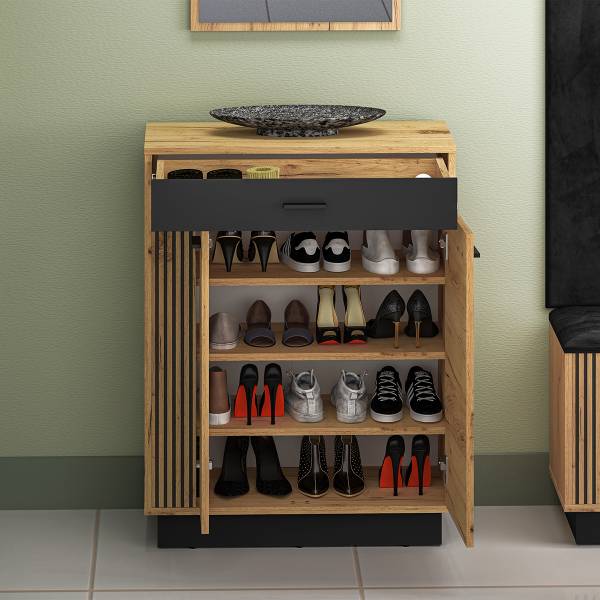 Schoenenkast Nilo bruin - plaatmateriaal op houtbasis - 70 x 91 x 34 cm