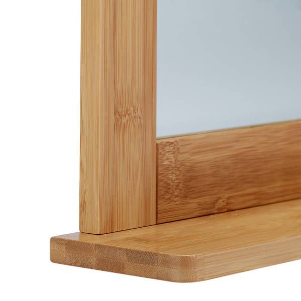 Wandspiegel bamboe met plankje bruin - houtcomposiet - 56 x 68 x 10 cm