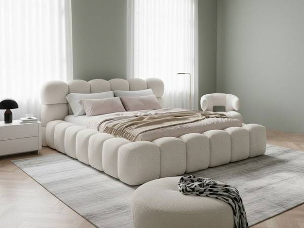 Polsterbett Mira mit Bettkasten Boucle Beige - Bouclé - 224 x 87 x 240 cm