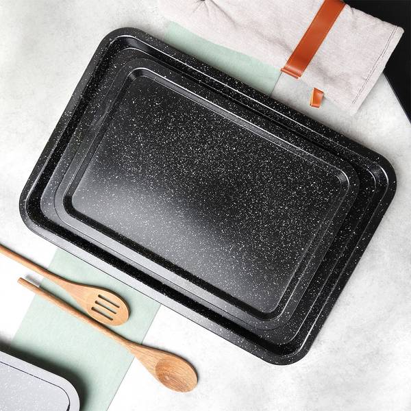 Backblech 2er Set SET601 Schwarz - Metall - 27 x 2 x 38 cm