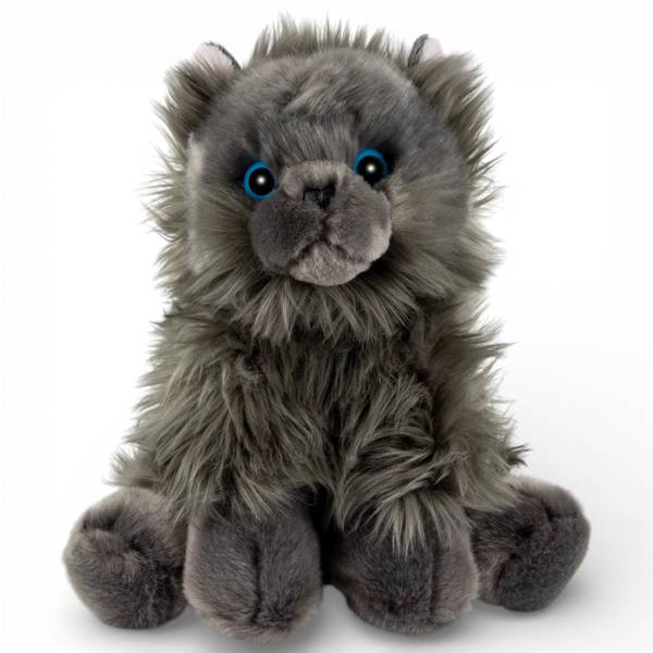 Kuscheltier Perserkatze Grau - Kunstfell - 15 x 25 x 20 cm