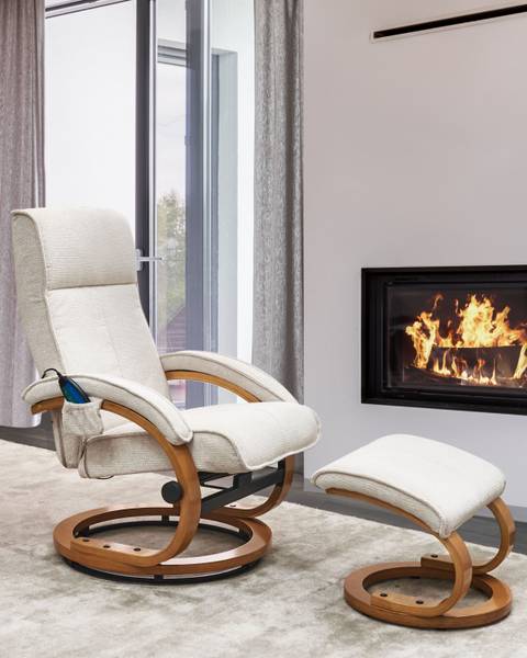 Massagestoel HERO 3-delig beige - bruin - textiel - 51 x 102 x 80 cm