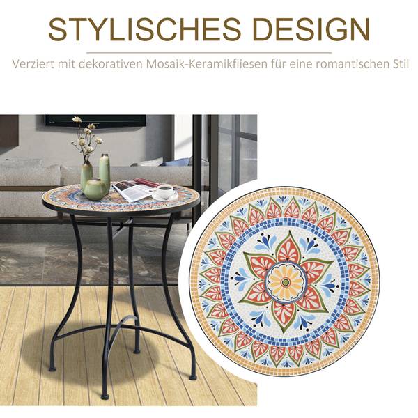Gartentisch 649RD Blau - Metall - 60 x 71 x 60 cm
