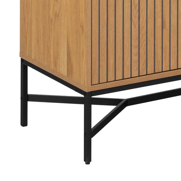 Vitrinekast Jaipur bruin - deels massief hout - 80 x 180 x 40 cm