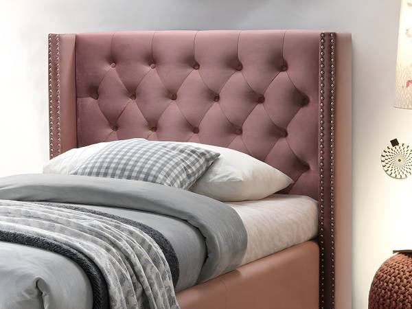 Bettrahmen MASSIMO Pink - Textil - 216 x 112 x 114 cm