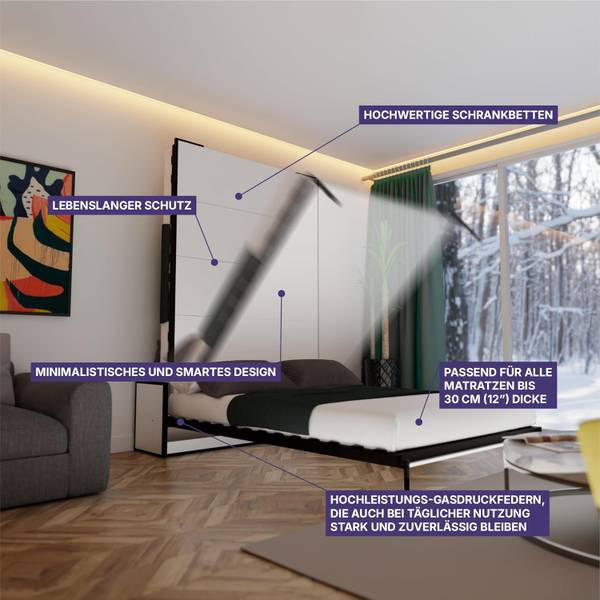 Wandbett Murphy Studio Horizontal 201 x 135 x 151 cm