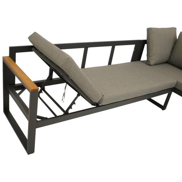 Gartengarnitur KAMPALA 2-teilig Grau - Webstoff - Akazie - Aluminium - 252 x 71 x 187 cm