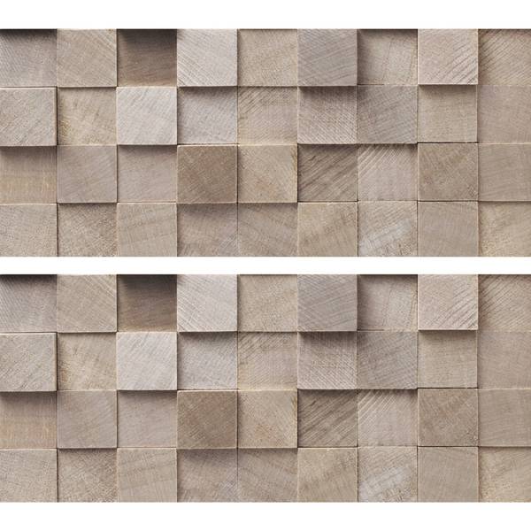 2 Wandpaneel Badezimmer-WOOD Beige - Polyester PVC - 70 x 30 x 70 cm