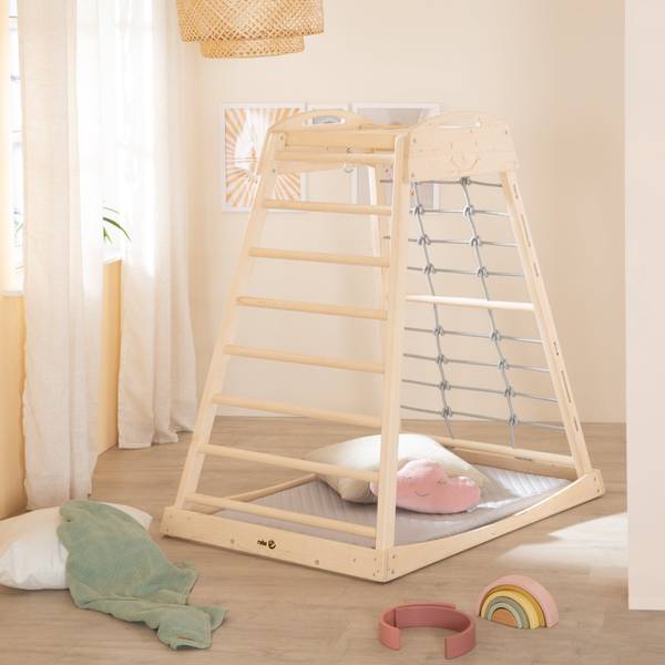 Indoor Spielturm Montessori Beige - Massivholz - 83 x 128 x 111 cm