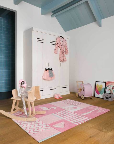 Kinderteppich Fruity Flamingo Pink - Polyester - 130 x 2 x 190 cm