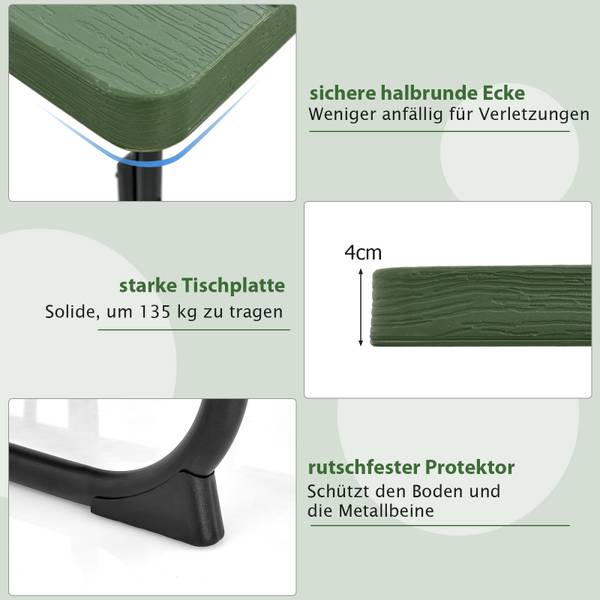 Picknicktisch ZB33487XE+DE Grün - Metall - 170 x 76 x 170 cm