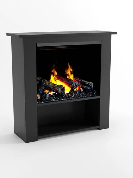 Poseidon Wasserdampf Kamin mit Heizung Schwarz