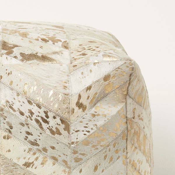 Chevron-Muster Patchwork-Pouf Echtleder - 50 x 40 x 50 cm