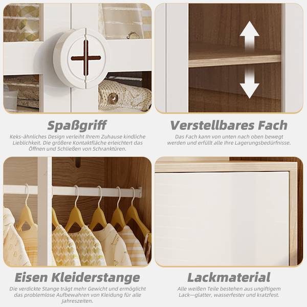 Kleiderschrank Calyx Braun - Weiß - Holzwerkstoff - 50 x 150 x 80 cm