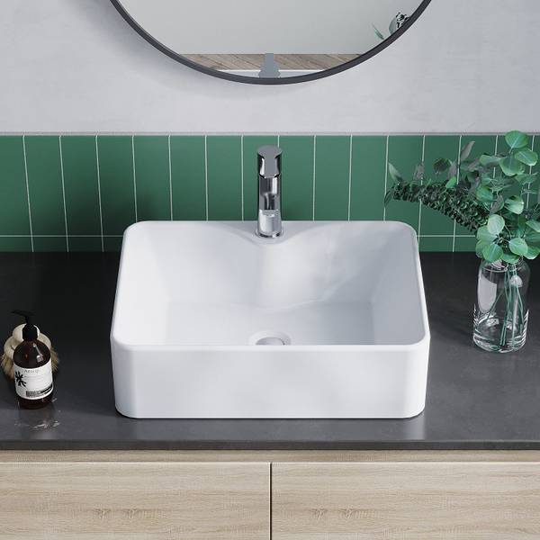 Waschbecken für Badezimmer und Gäste-WC Weiß - Keramik - 49 x 14 x 38 cm