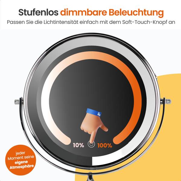 Make-up Spiegel Illumination Silber - Metall - 27 x 27 x 27 cm