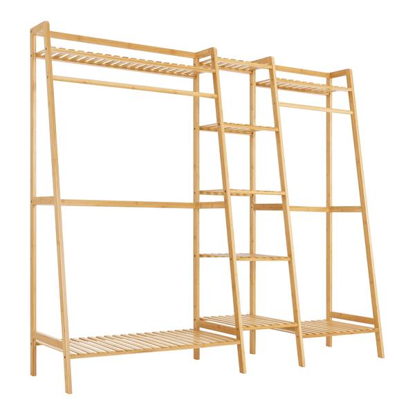 Portant à vêtements Sogndal bambou Beige - Bambou - 158 x 139 x 40 cm