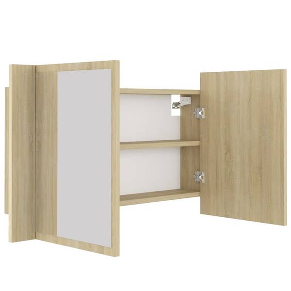 LED-Spiegelschrank 3008765_de Braun - Holzwerkstoff - 12 x 45 x 80 cm