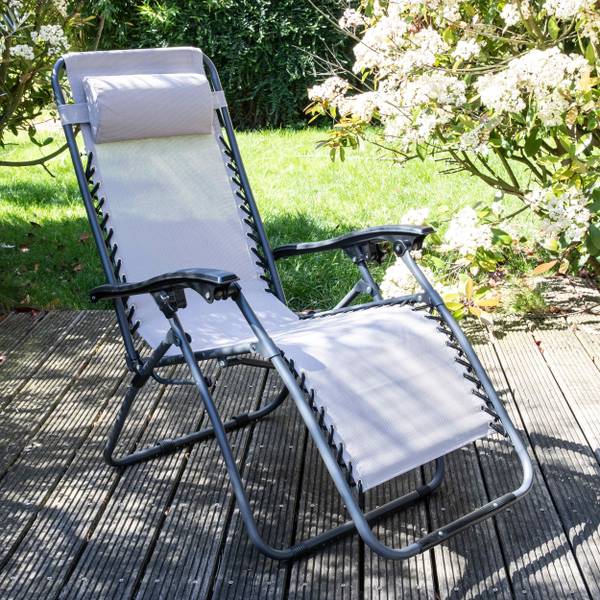 Klappbarer Gartensessel Monaco Grau - Stahl - 65 x 110 x 160 cm