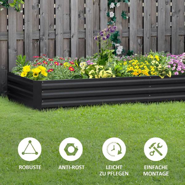 Hochbeet BB5495 Grau - Metall - 91 x 30 x 241 cm