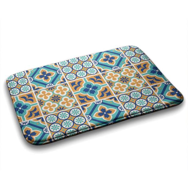 Badteppich Geometrische Muster Blau - Polyester - 75 x 45 x 75 cm