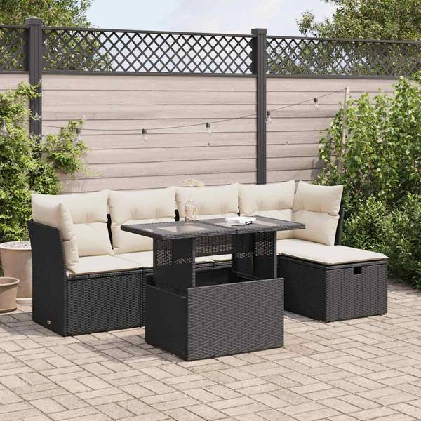 Garten Sofagarnitur 3037466-2 (6-teilig) Schwarz - Creme