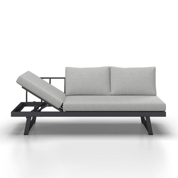 Gartenbank LOAN Grau - Metall - Massivholz - Textil - 210 x 84 x 78 cm