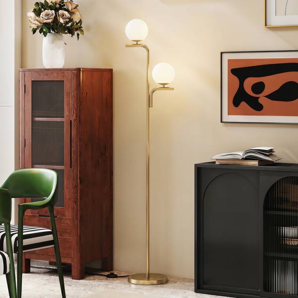 Stehlampe B31-654V90GD Gold - Stahl - Milchglas - 28 x 170 x 33 cm