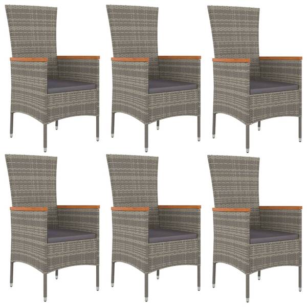 Garten Essgruppe 3028992-4 (7-teilig) Grau - Polyester - Akazie - Stahl - 190 x 75 x 90 cm