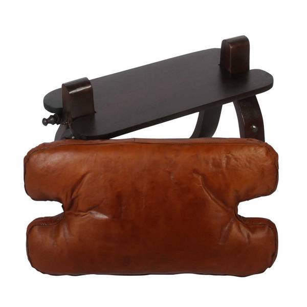 Orientalischer Kamelhocker Sadia Braun - Echtleder - Massivholz - 64 x 40 x 35 cm