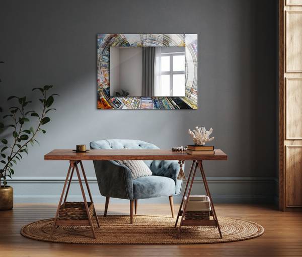 Wandspiegel Abstraktes Kreismosaik Höhe: 80 cm