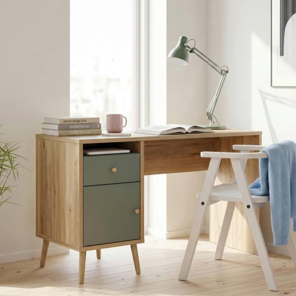 Schreibtisch WHENUA Braun - Grün - Holzwerkstoff - 120 x 77 x 53 cm