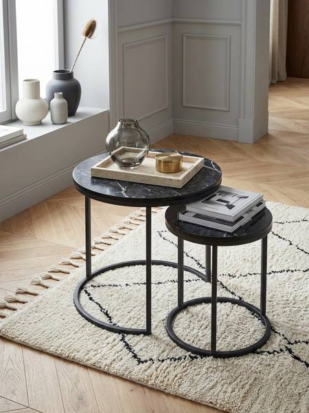 Satztisch MARMIX 2er-Set Schwarz - Holzwerkstoff - 50 x 45 x 50 cm