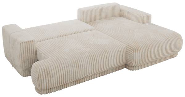 Ecksofa RINA L Beige - Ecke davorstehend rechts - Schlaffunktion davorstehend rechts - Cord - Polyester